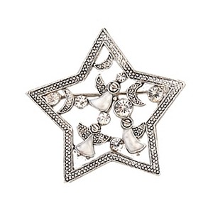 Angels in Star Brooch with Crescent moons